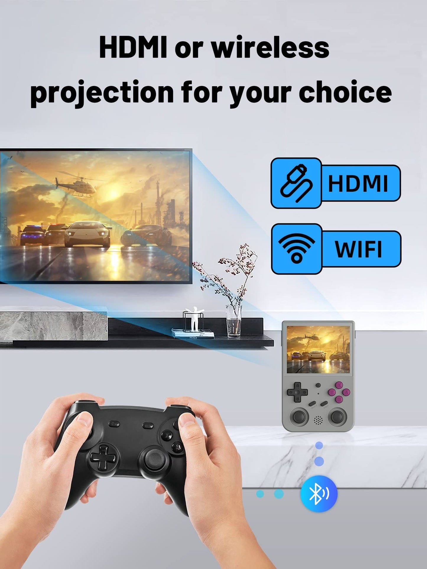 RG353VS Retro Linux System Video Handheld Game Console 3.5" IPS Screen RK3566 64bit Game Player 64G TF Card Built-in 4450 Classic Games Bluetooth 4.2 and 5G WiFi